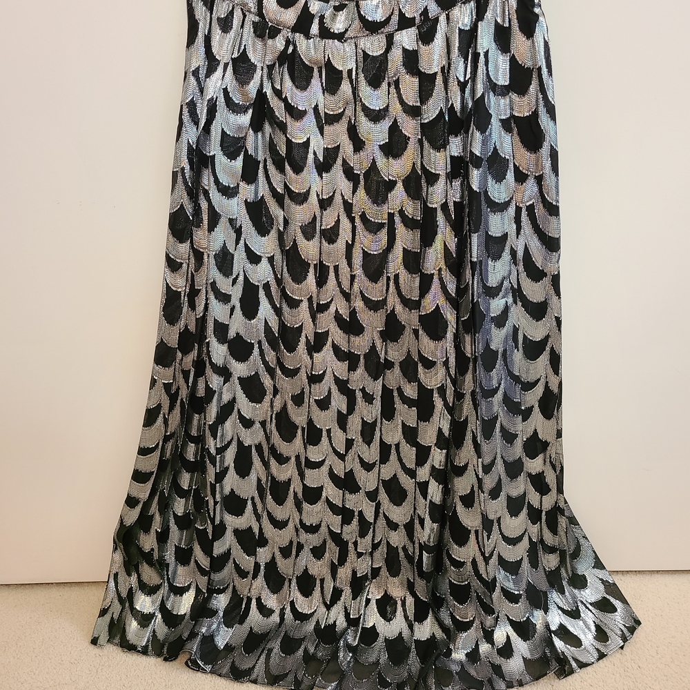 Michael Kors Metallic Black and Silver Maxi Skirt